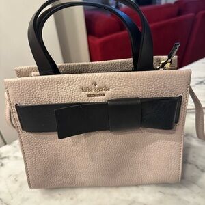 Kate Spade Black and taupe Satchel with Bow with detachable strap. Never used!